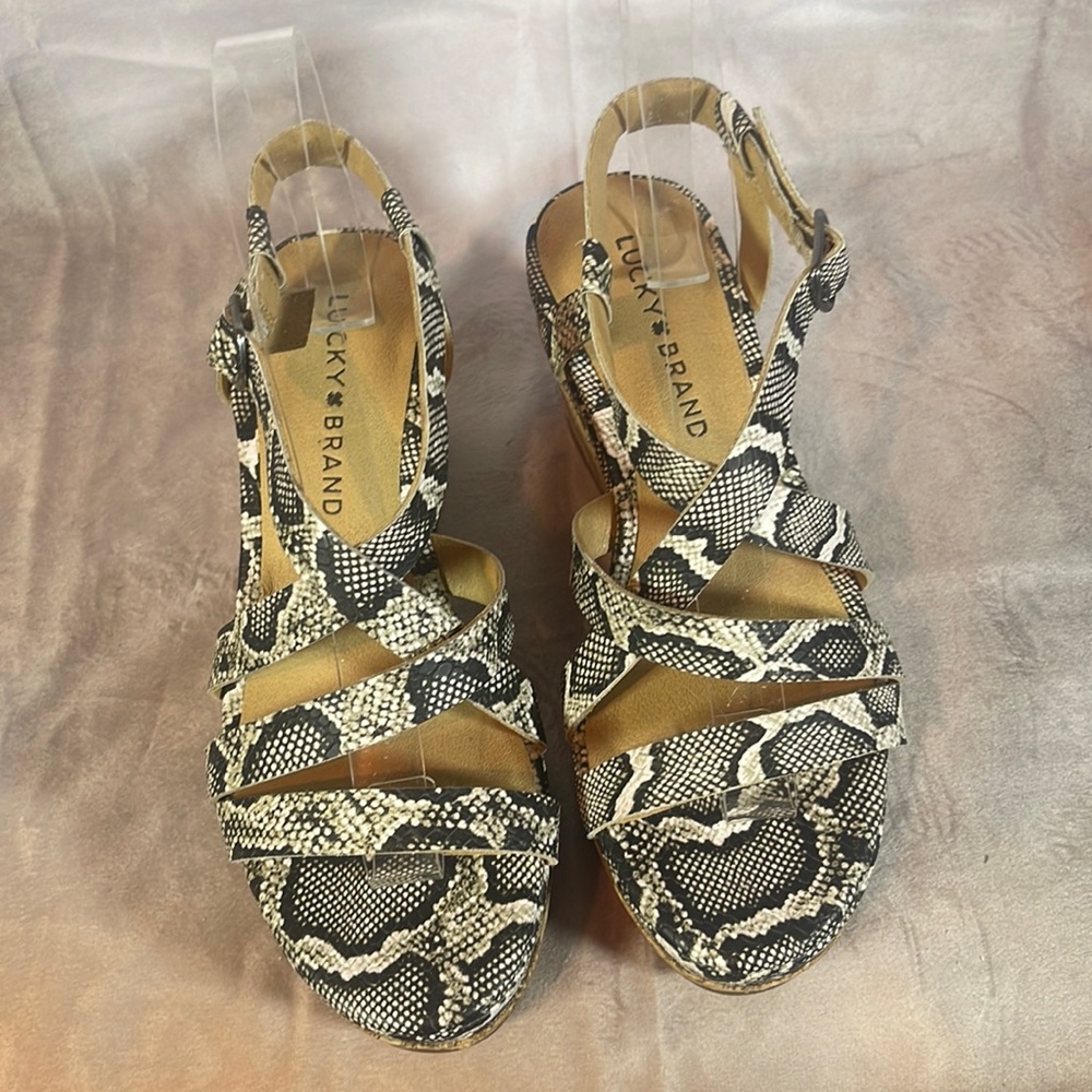LB Faux Snake pattern ankle strap sandals